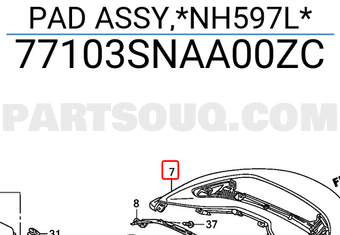 Honda 77103SNAA00ZC PAD ASSY,*NH597L*