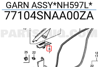 Honda 77104SNAA00ZA GARN ASSY*NH597L*