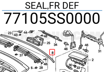 Honda 77105SS0000 SEAL,FR DEF