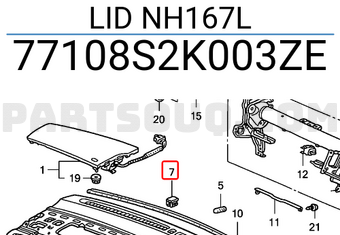 Honda 77108S2K003ZE LID NH167L