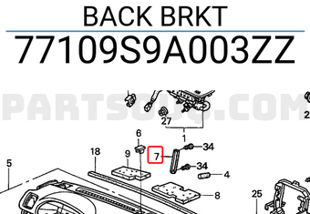 Honda 77109S9A003ZZ BACK BRKT