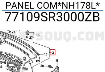Honda 77109SR3000ZB PANEL COM*NH178L*