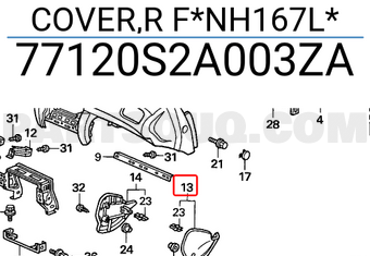 Honda 77120S2A003ZA COVER,R F*NH167L*