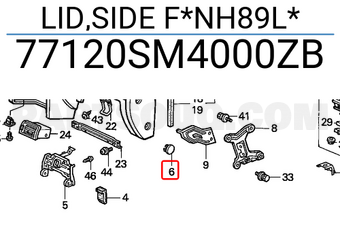 Honda 77120SM4000ZB LID,SIDE F*NH89L*