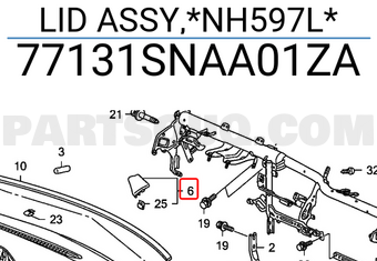 Honda 77131SNAA01ZA LID ASSY,*NH597L*