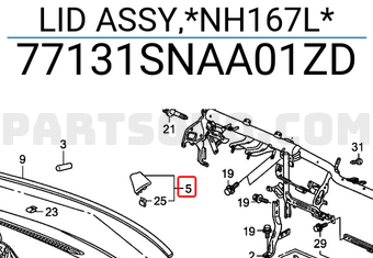 Honda 77131SNAA01ZD LID ASSY,*NH167L*