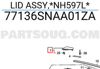 Honda 77136SNAA01ZA LID ASSY,*NH597L*
