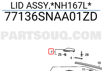 Honda 77136SNAA01ZD LID ASSY,*NH167L*