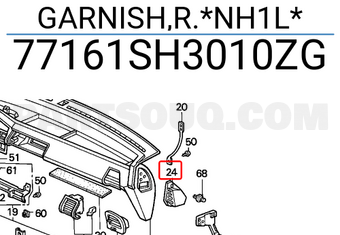 Honda 77161SH3010ZG GARNISH,R.*NH1L*
