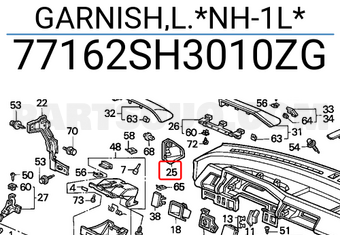 Honda 77162SH3010ZG GARNISH,L.*NH-1L*