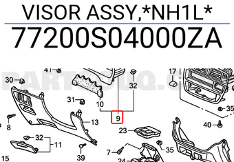 Honda 77200S04000ZA VISOR ASSY,*NH1L*