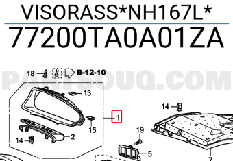 Honda 77200TA0A01ZA VISORASS*NH167L*
