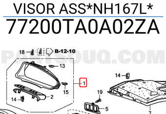 Honda 77200TA0A02ZA VISOR ASS*NH167L*