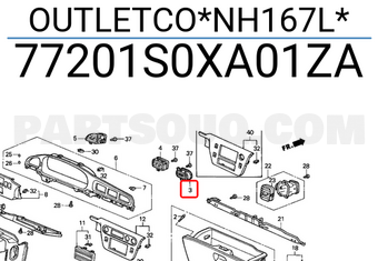 Honda 77201S0XA01ZA OUTLETCO*NH167L*