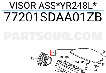 Honda 77201SDAA01ZB VISOR ASS*YR248L*