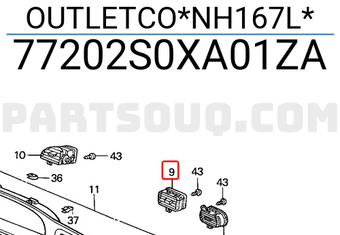 Honda 77202S0XA01ZA OUTLETCO*NH167L*