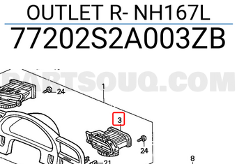Honda 77202S2A003ZB OUTLET R- NH167L