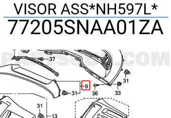 Honda 77205SNAA01ZA VISOR ASS*NH597L*