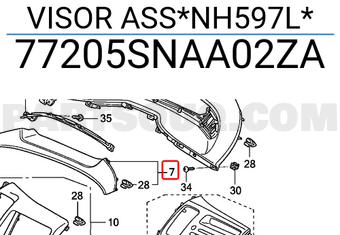 Honda 77205SNAA02ZA VISOR ASS*NH597L*