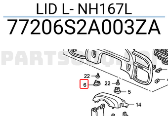 Honda 77206S2A003ZA LID L- NH167L