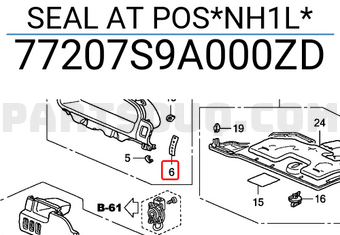 Honda 77207S9A000ZD SEAL AT POS*NH1L*