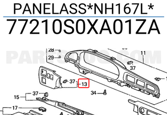 Honda 77210S0XA01ZA PANELASS*NH167L*