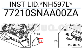Honda 77210SNAA00ZA INST LID,*NH597L*