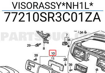 Honda 77210SR3C01ZA VISORASSY*NH1L*