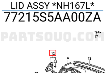 Honda 77215S5AA00ZA LID ASSY *NH167L*