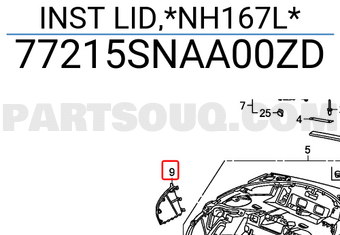 Honda 77215SNAA00ZD INST LID,*NH167L*
