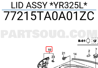 Honda 77215TA0A01ZC LID ASSY *YR325L*