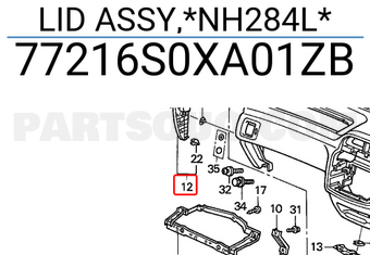 Honda 77216S0XA01ZB LID ASSY,*NH284L*