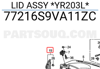 Honda 77216S9VA11ZC LID ASSY *YR203L*