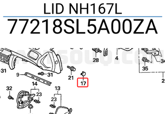 Honda 77218SL5A00ZA LID NH167L
