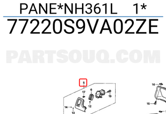 Honda 77220S9VA02ZE PANE*NH361L 1*