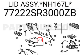 Honda 77222SR3000ZB LID ASSY,*NH167L*