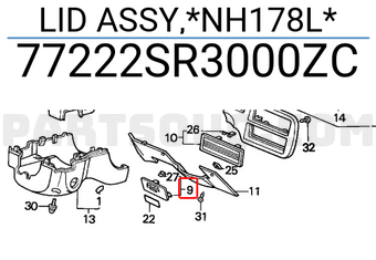 Honda 77222SR3000ZC LID ASSY,*NH178L*
