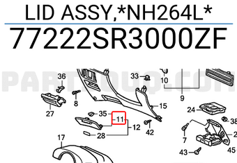 Honda 77222SR3000ZF LID ASSY,*NH264L*