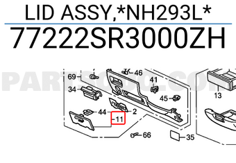 Honda 77222SR3000ZH LID ASSY,*NH293L*