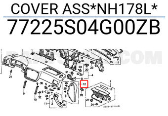 Honda 77225S04G00ZB COVER ASS*NH178L*
