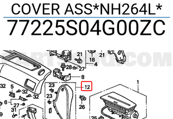 Honda 77225S04G00ZC COVER ASS*NH264L*