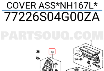 Honda 77226S04G00ZA COVER ASS*NH167L*