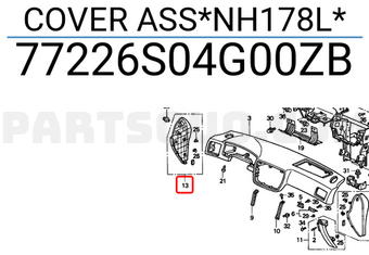 Honda 77226S04G00ZB COVER ASS*NH178L*