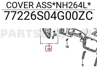Honda 77226S04G00ZC COVER ASS*NH264L*