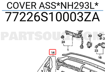 Honda 77226S10003ZA COVER ASS*NH293L*
