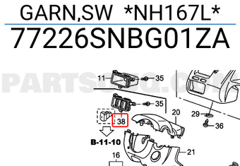 Honda 77226SNBG01ZA GARN,SW *NH167L*