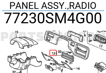 Honda 77230SM4G00 PANEL ASSY.,RADIO