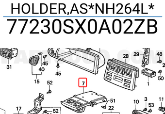 Honda 77230SX0A02ZB HOLDER,AS*NH264L*