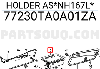 Honda 77230TA0A01ZA HOLDER AS*NH167L*
