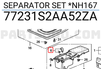 Honda 77231S2AA52ZA SEPARATOR SET *NH167